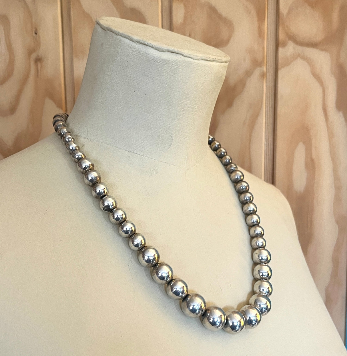 Vintage 1940s Mexican Silver Ball Necklace