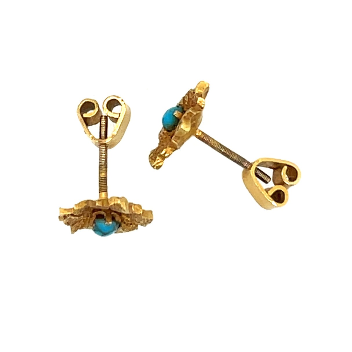 1960s 18ct gold and turquoise flower vintage earrings