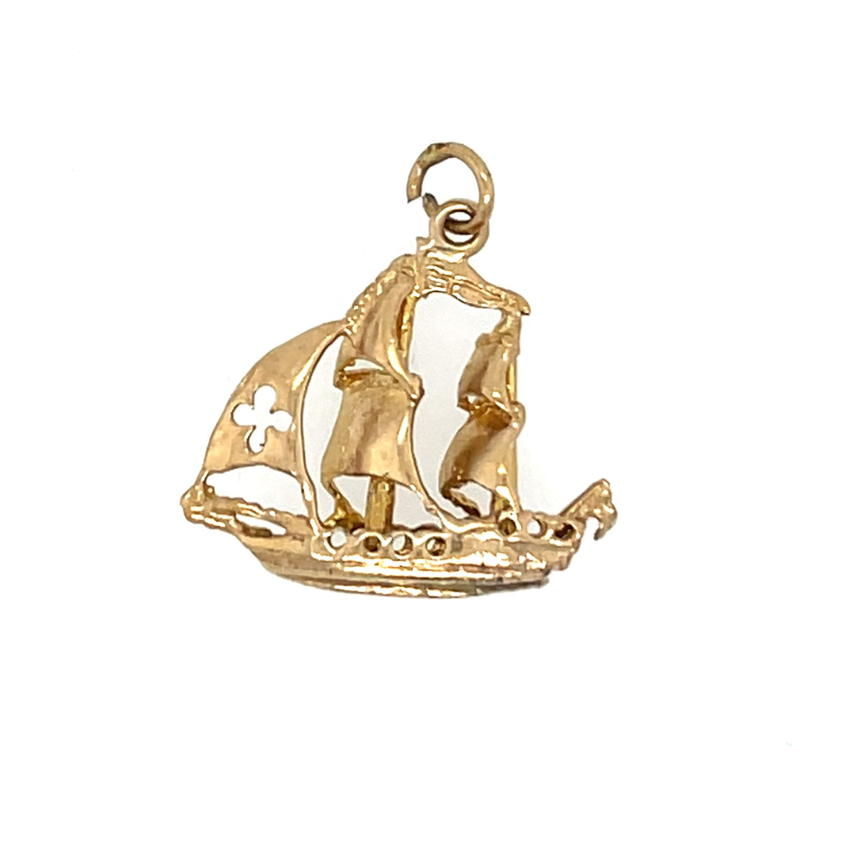 Vintage 1975 9ct Gold Galleon Ship Charm Pendant