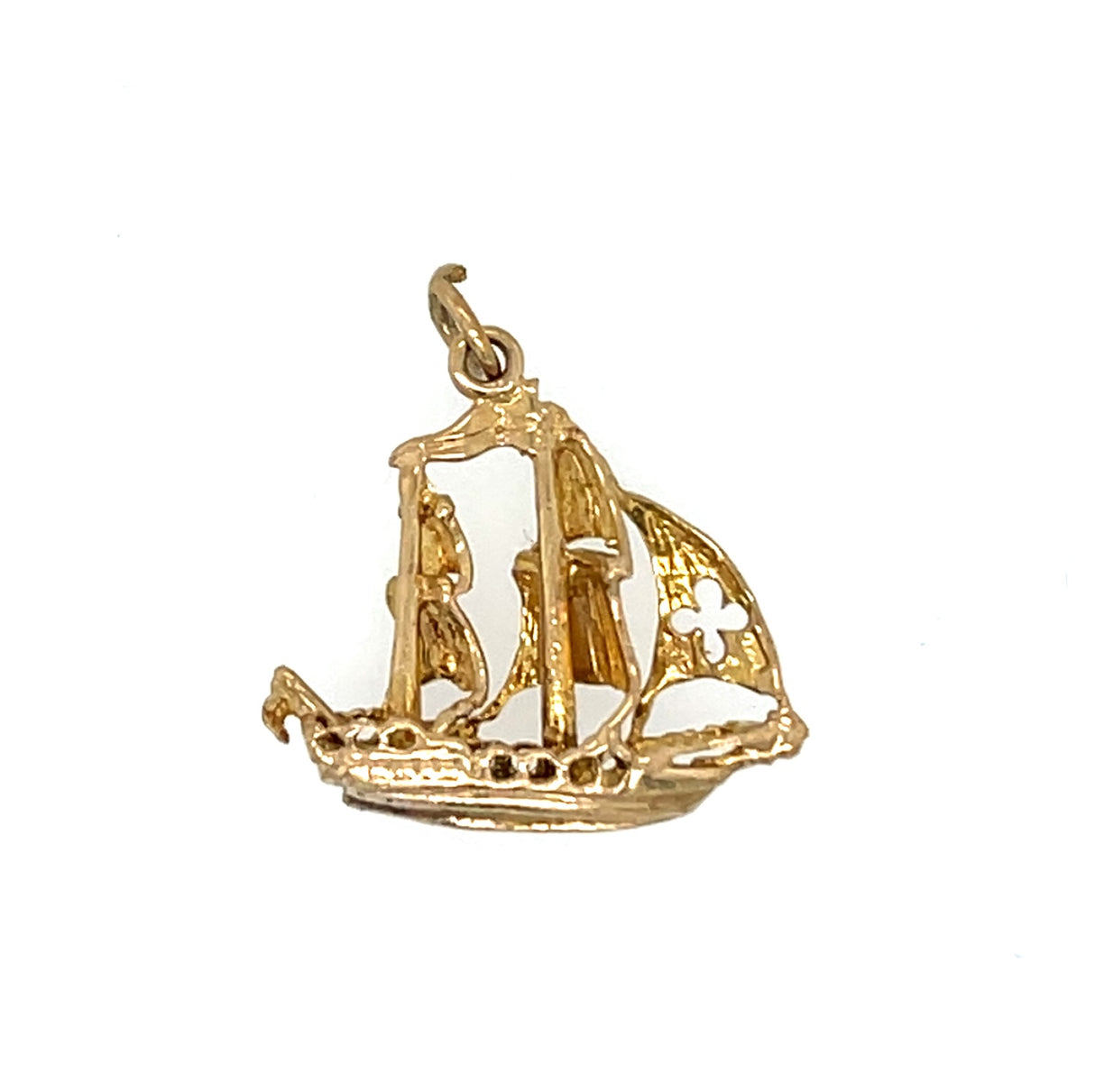 Vintage 1975 9ct Gold Galleon Ship Charm Pendant