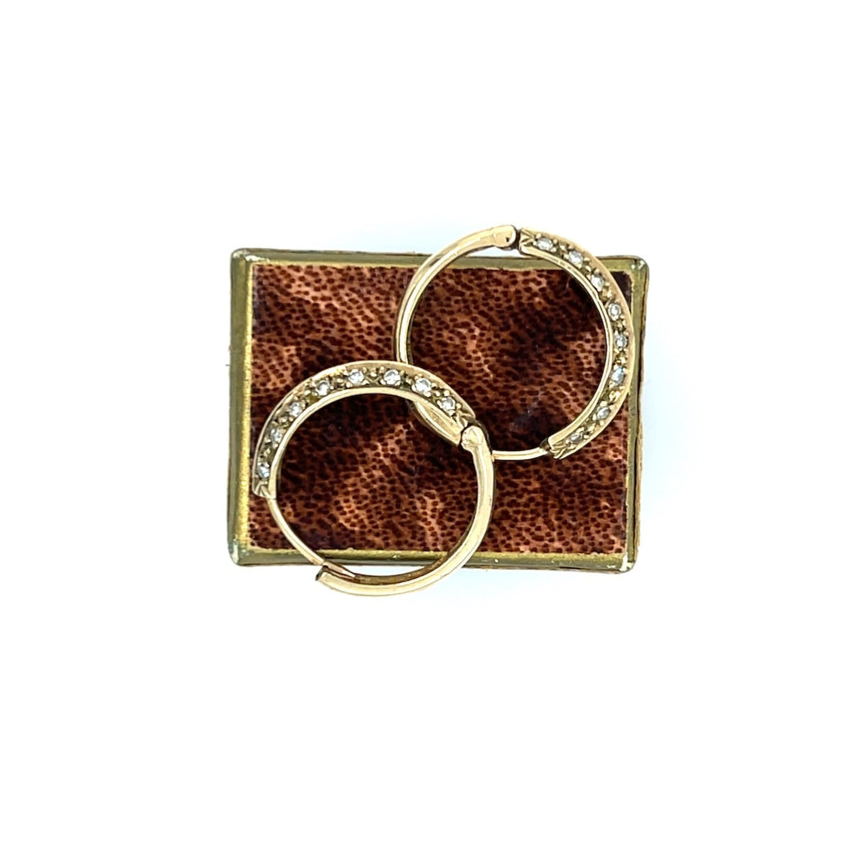 1980s 9ct gold and diamond vintage hoop earrings