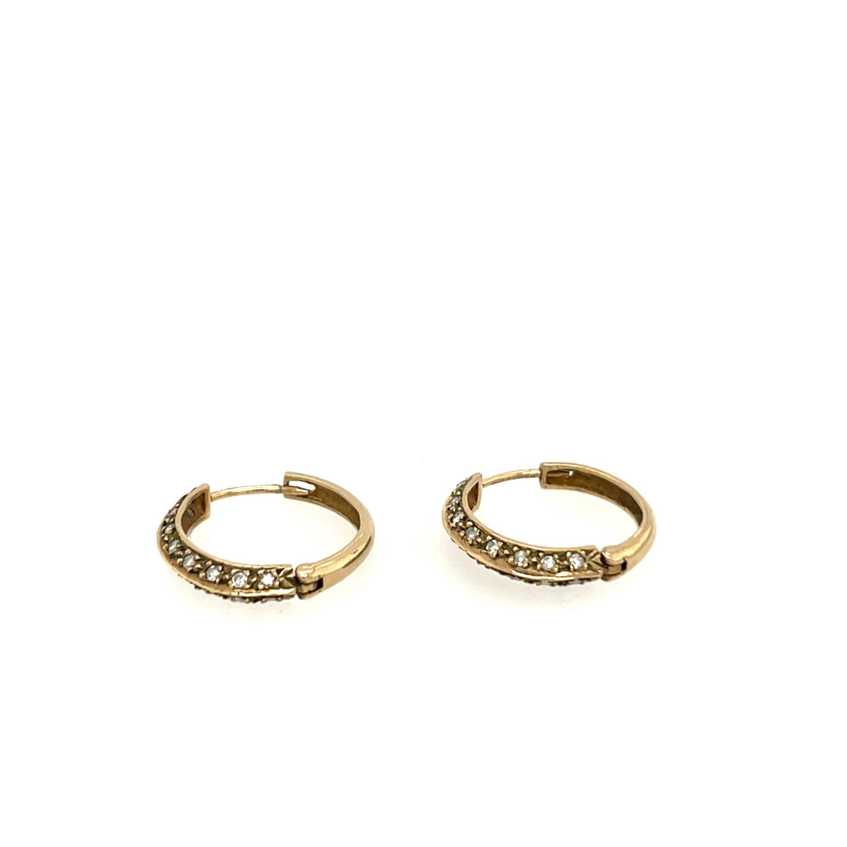 1980s 9ct gold and diamond vintage hoop earrings