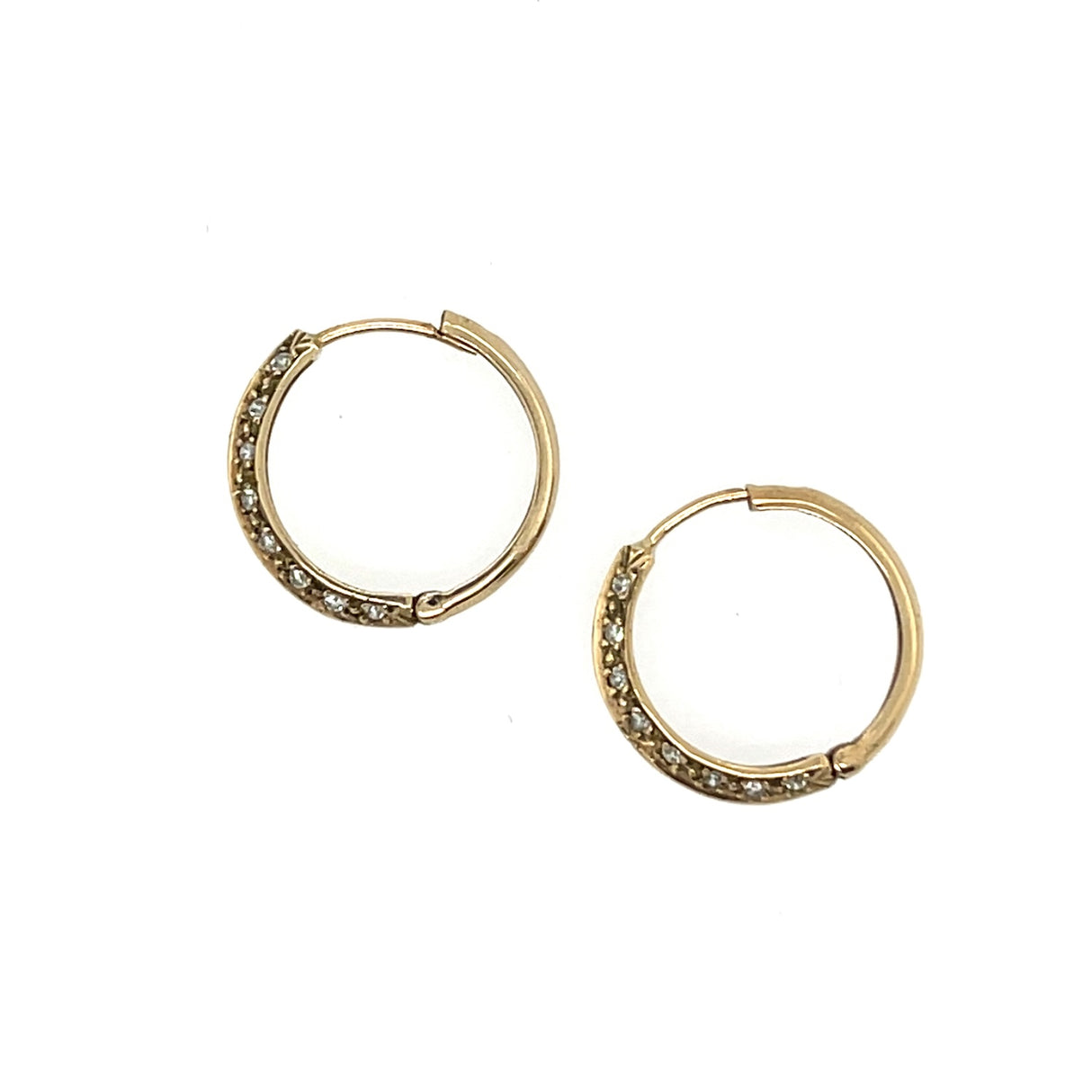 1980s 9ct gold and diamond vintage hoop earrings