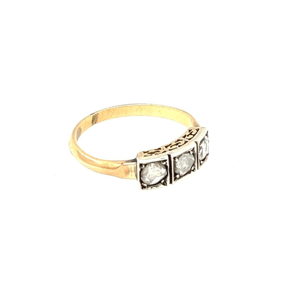 Antique 18ct Gold & Platinum Diamond Trilogy Ring