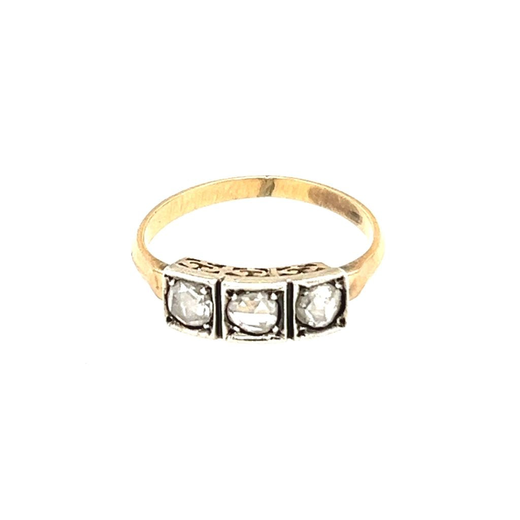 Antique 18ct Gold & Platinum Diamond Trilogy Ring