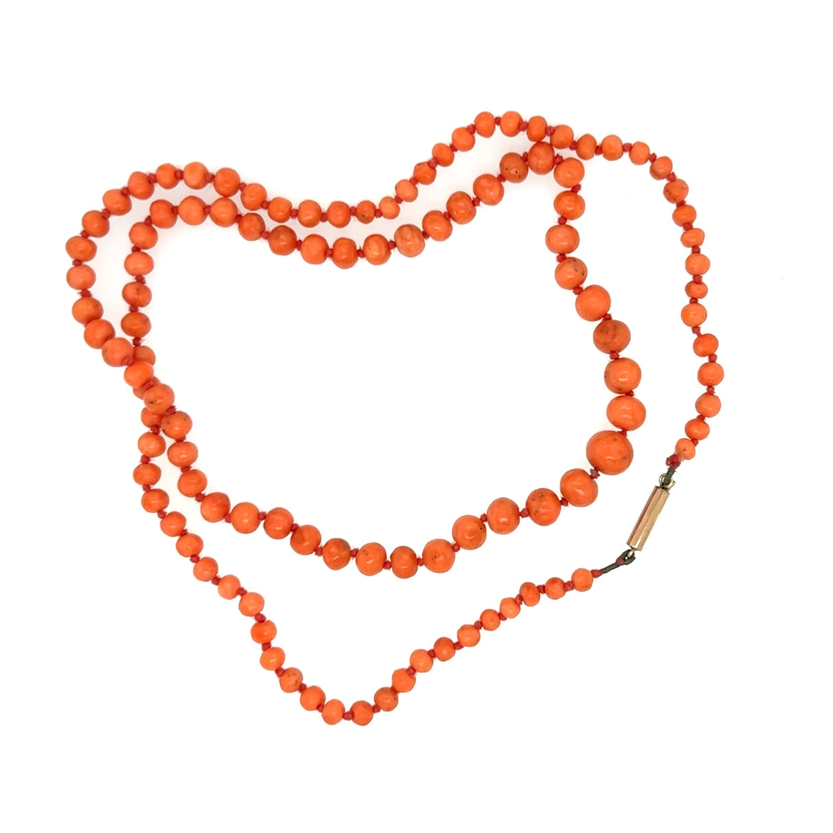 Antique Red Coral Necklace with 9ct Gold Clasp