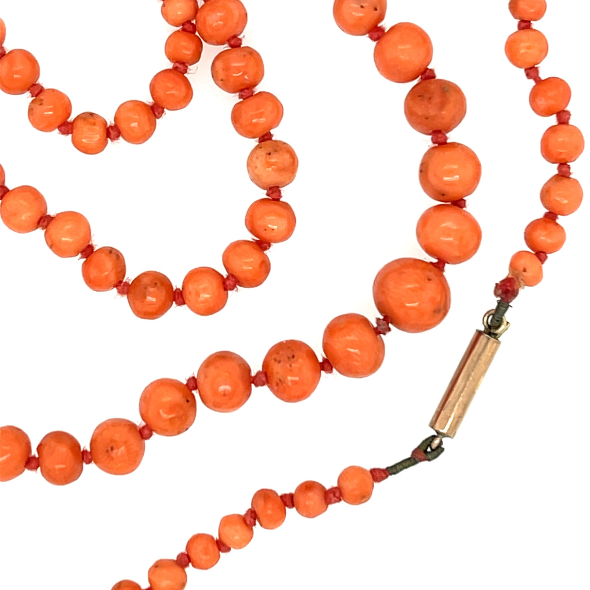 Antique Red Coral Necklace with 9ct Gold Clasp