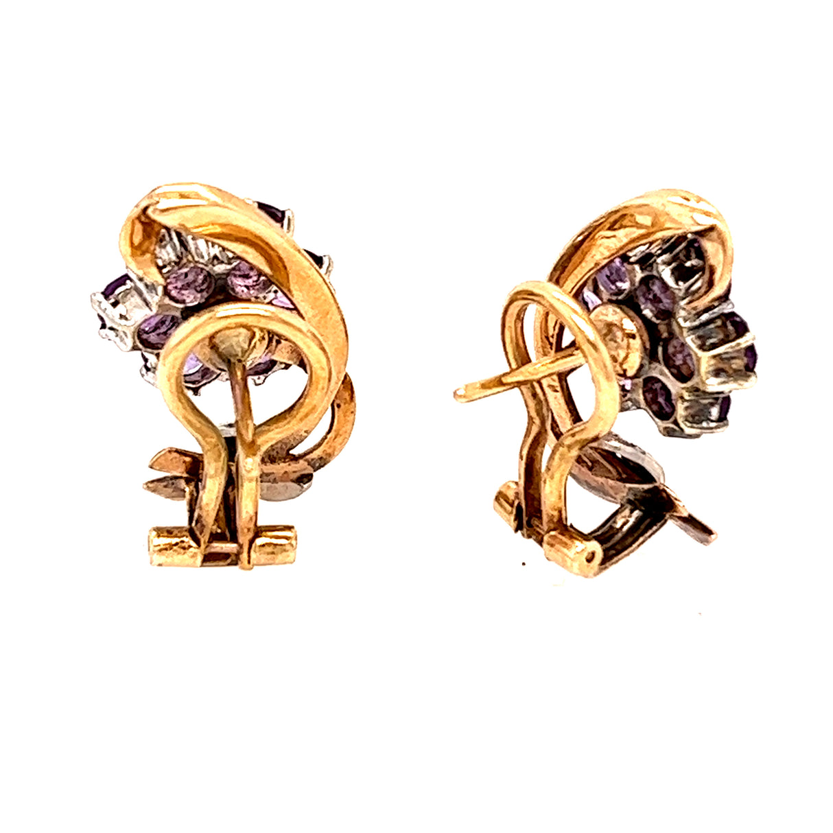 Mid-century Amethyst & Rose Cut Diamond Earrings