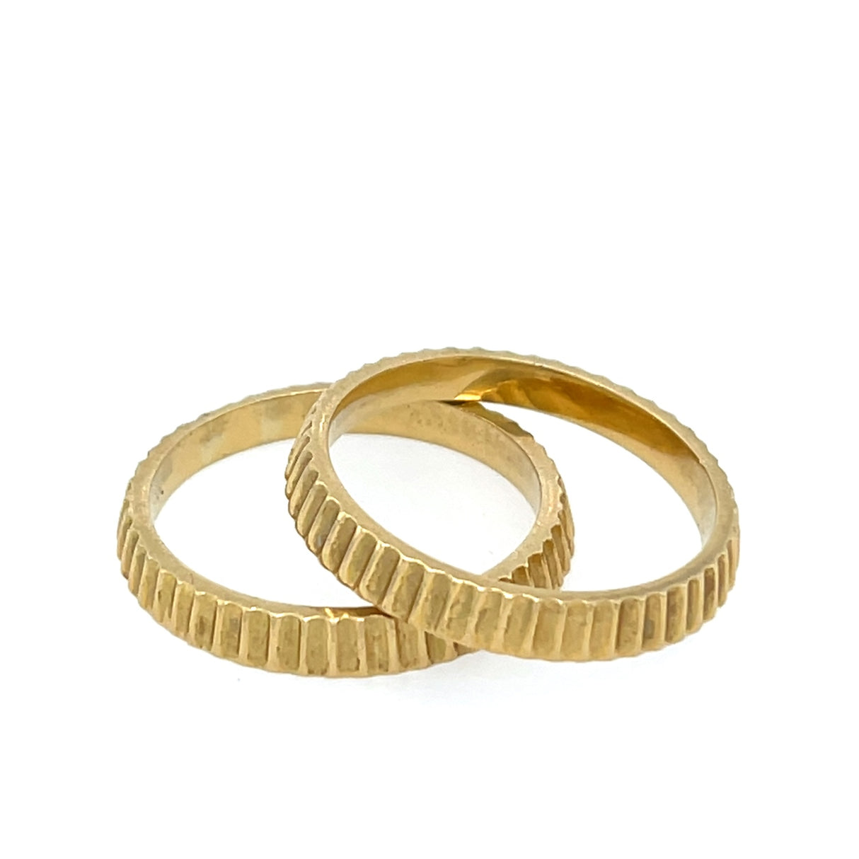 Late 20th Century Pair of Fluted 18ct Gold Stacking Rings
