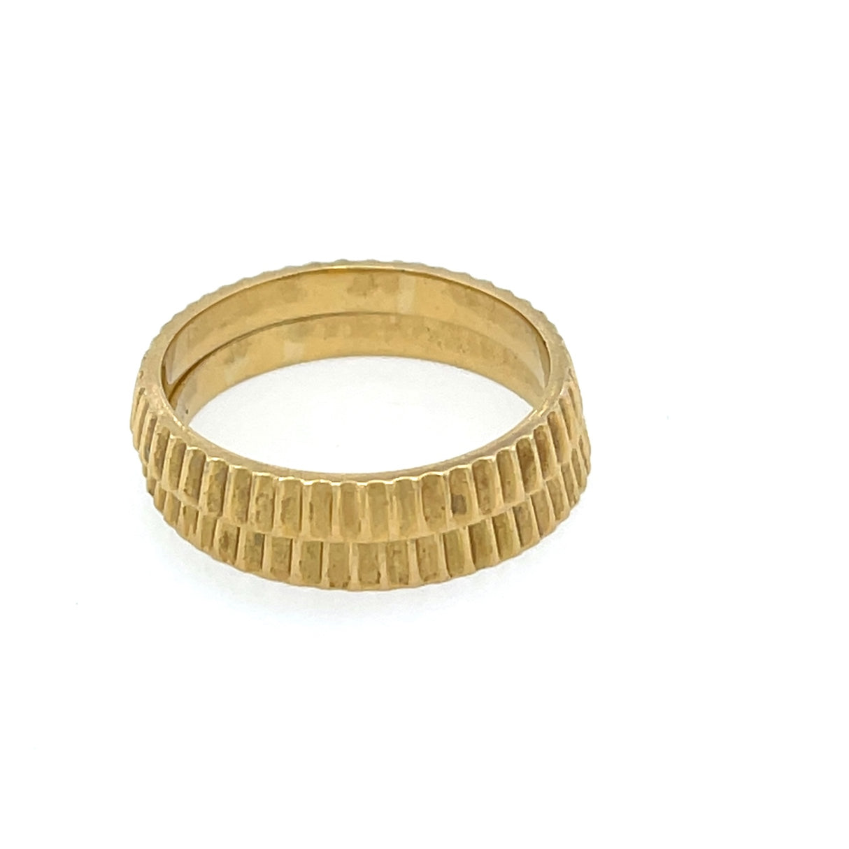 Late 20th Century Pair of Fluted 18ct Gold Stacking Rings