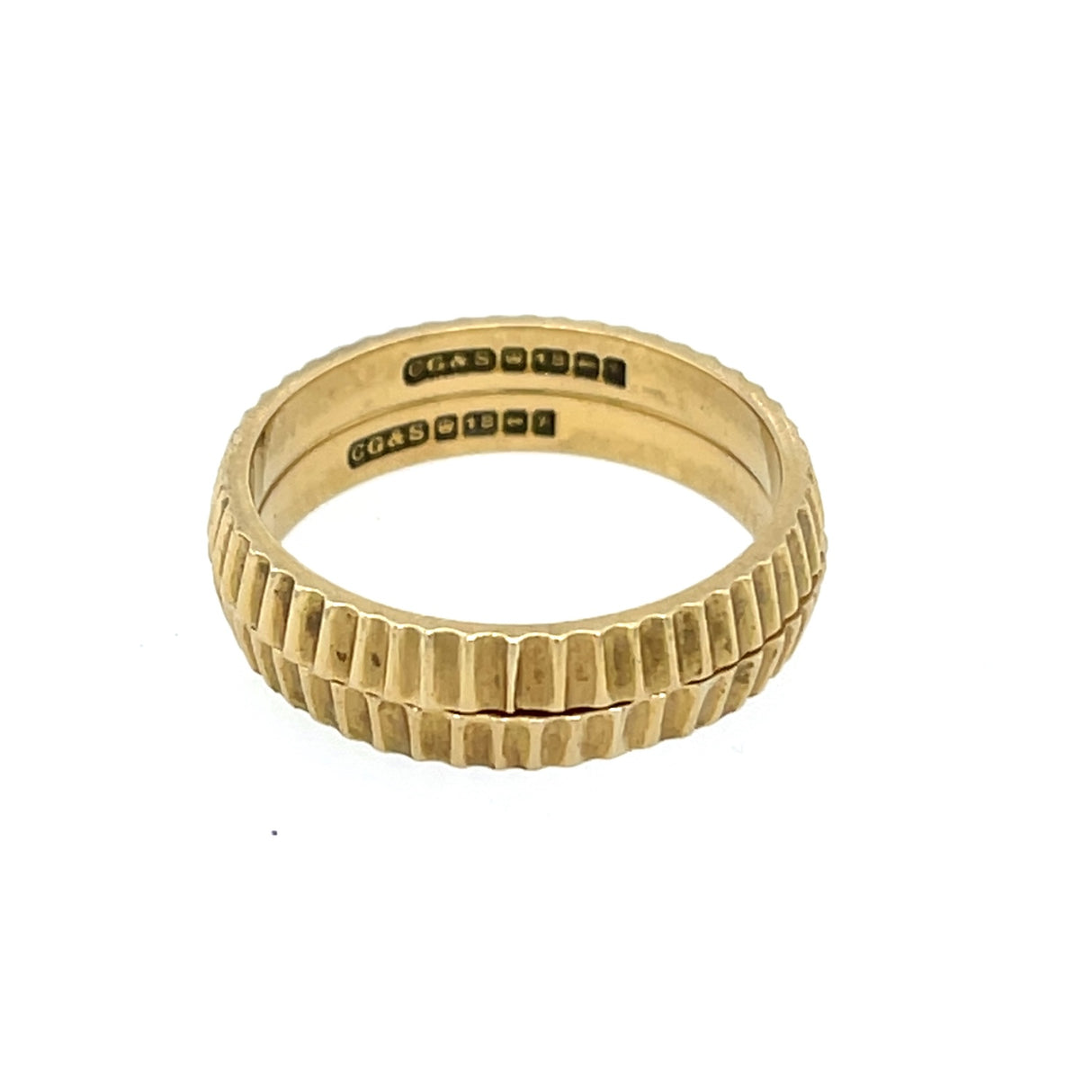 Late 20th Century Pair of Fluted 18ct Gold Stacking Rings