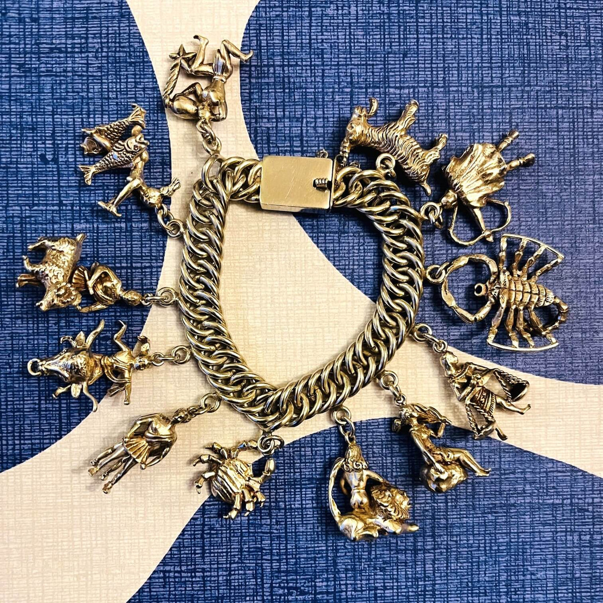 Chunky Silver Link Charm Bracelet with Zodiac Charms