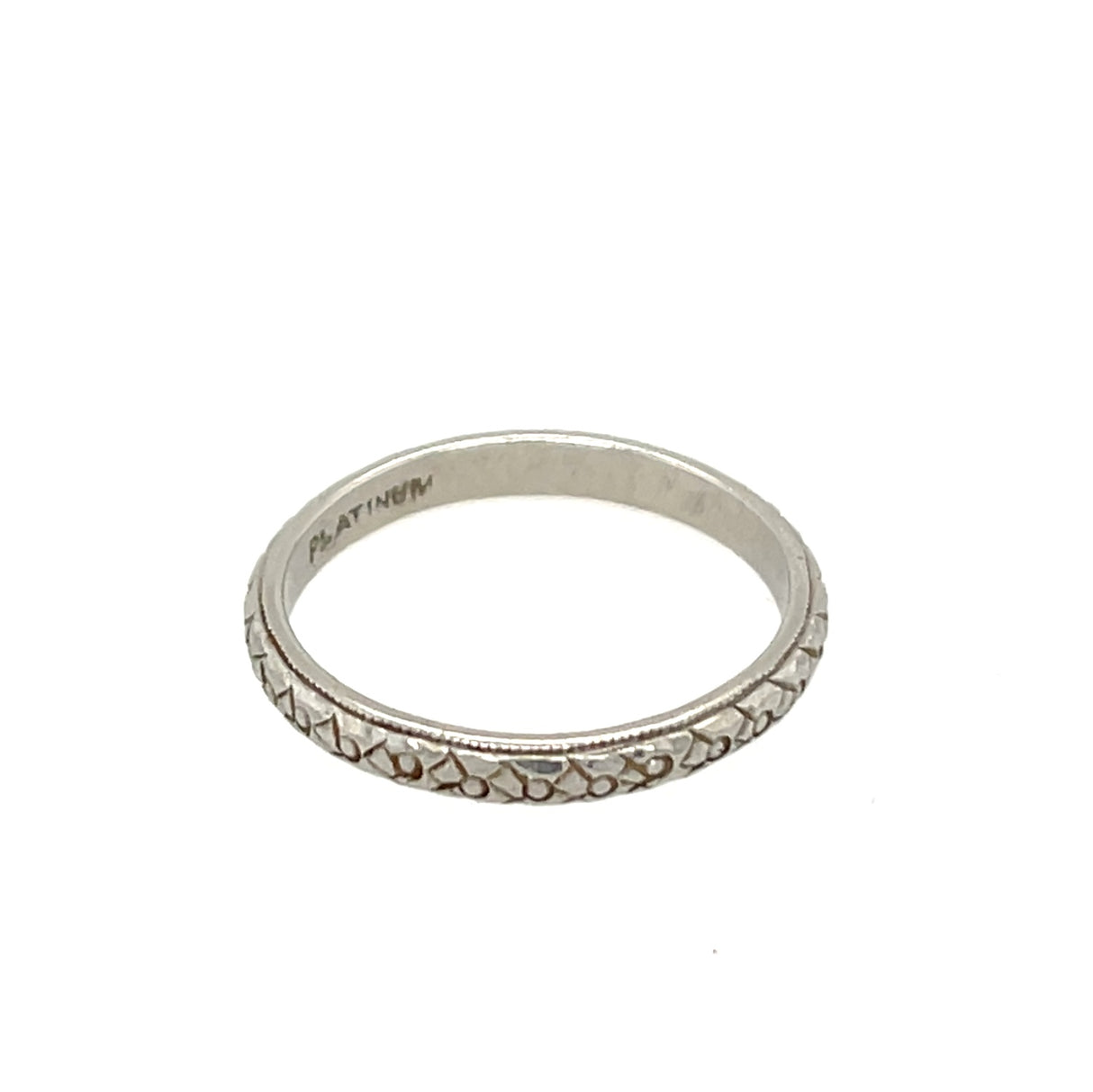 Antique Early 20th Century Platinum Band Ring with Engraved Design