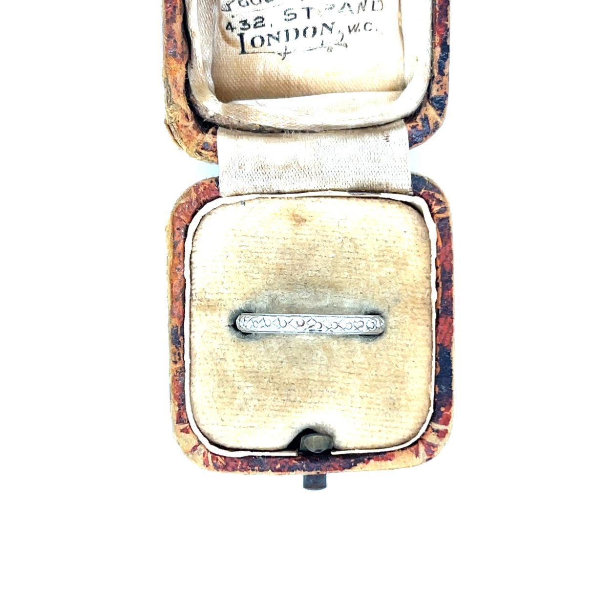 Antique Early 20th Century Platinum Band Ring with Engraved Design