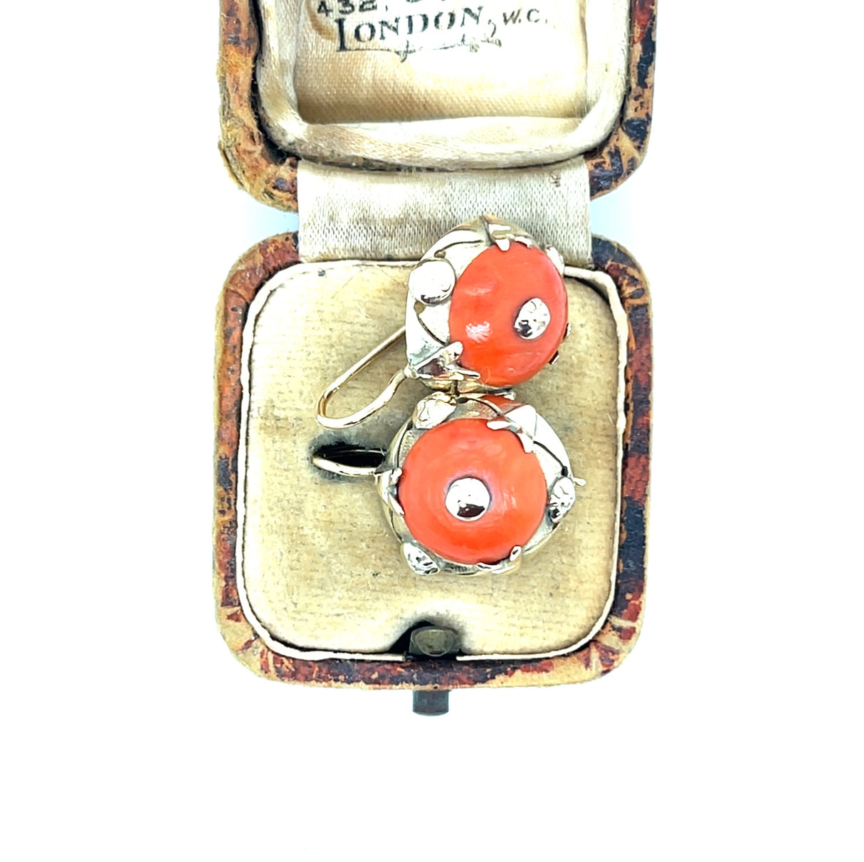 Vintage 9ct Gold & Coral Large Earrings