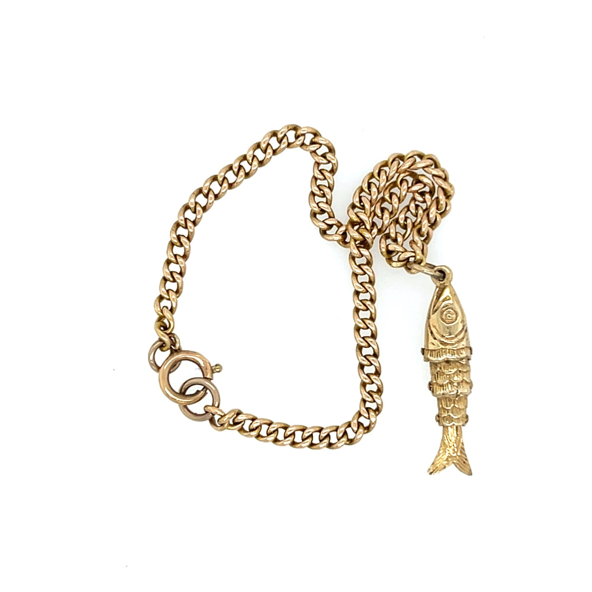 Vintage Fish Gold Charm Bracelet