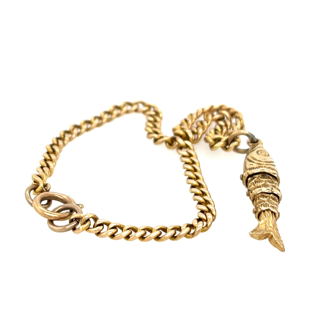 Vintage Fish Gold Charm Bracelet