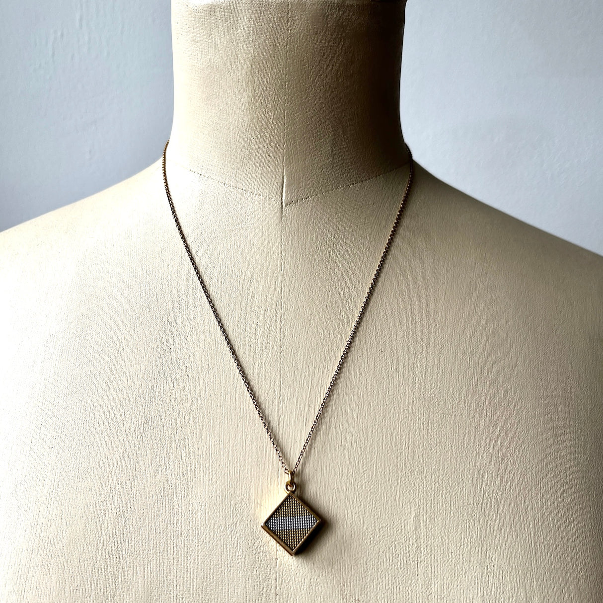 Vintage Gold Square Locket Pendant