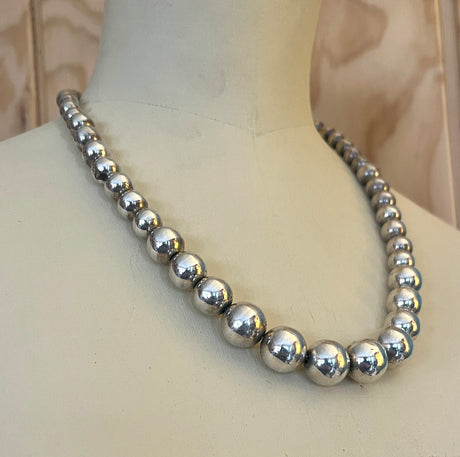 Vintage 1940s Mexican Silver Ball Necklace