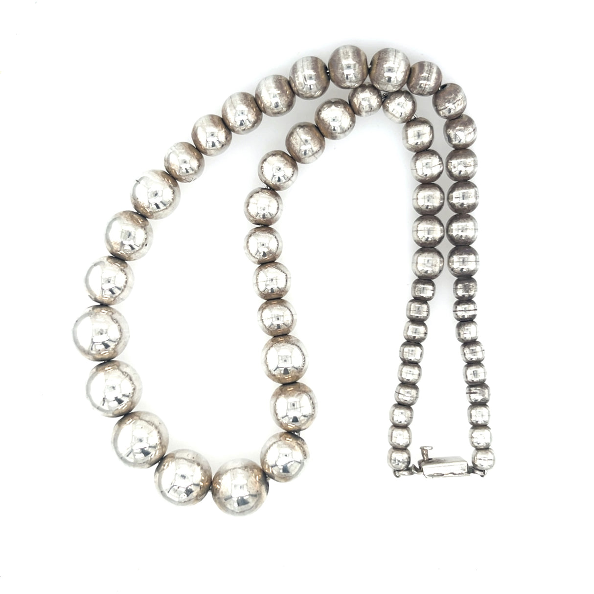Vintage 1940s Mexican Silver Ball Necklace