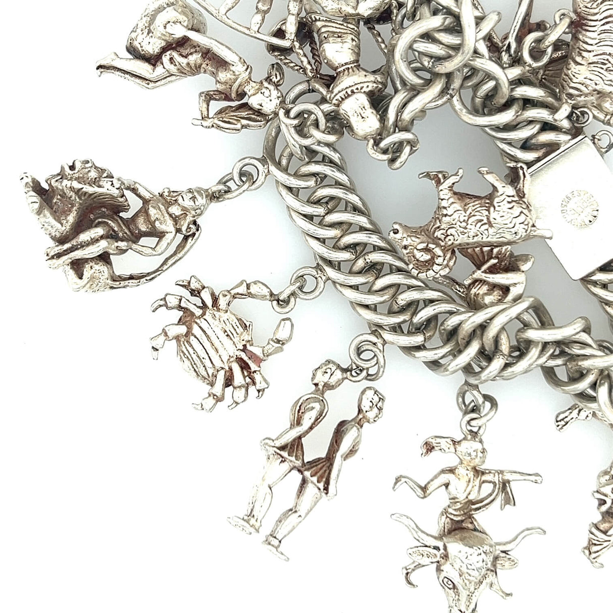 Chunky Silver Link Charm Bracelet with Zodiac Charms