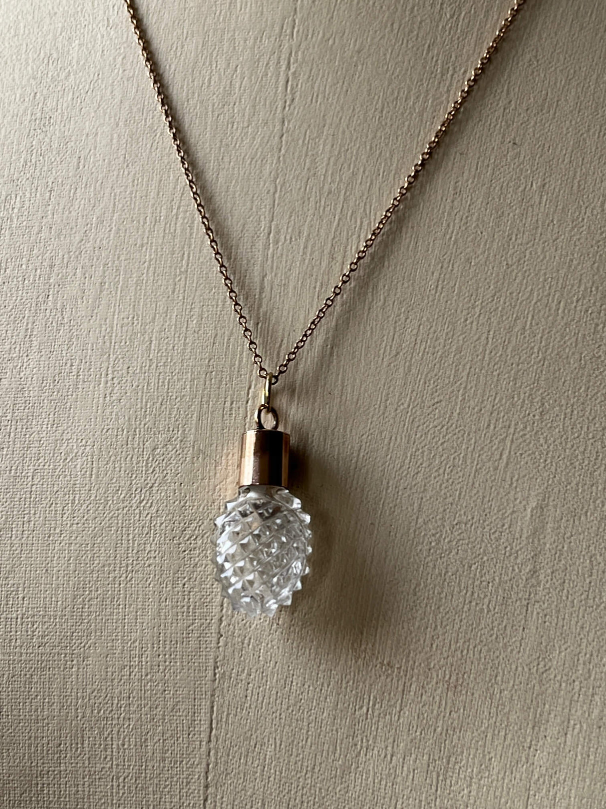 Vintage Rose Gold & Glass Bottle Pendant Charm