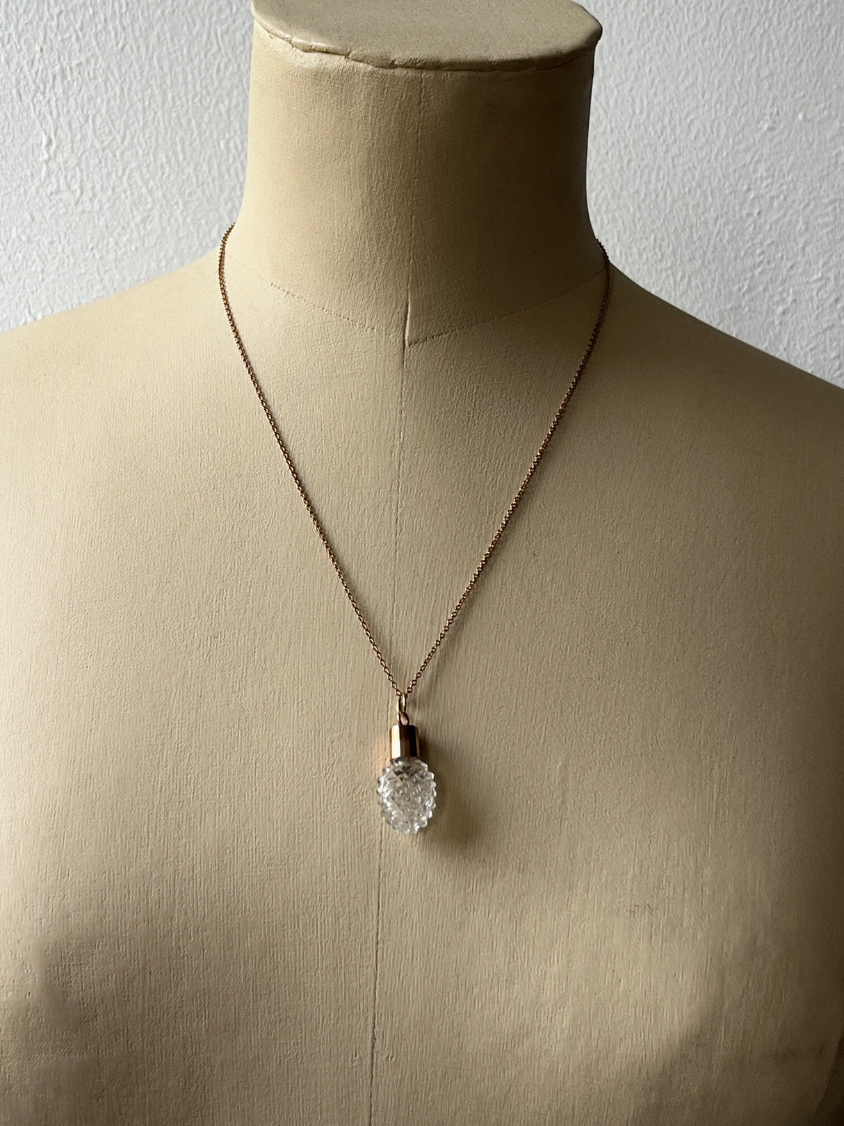 Vintage Rose Gold & Glass Bottle Pendant Charm
