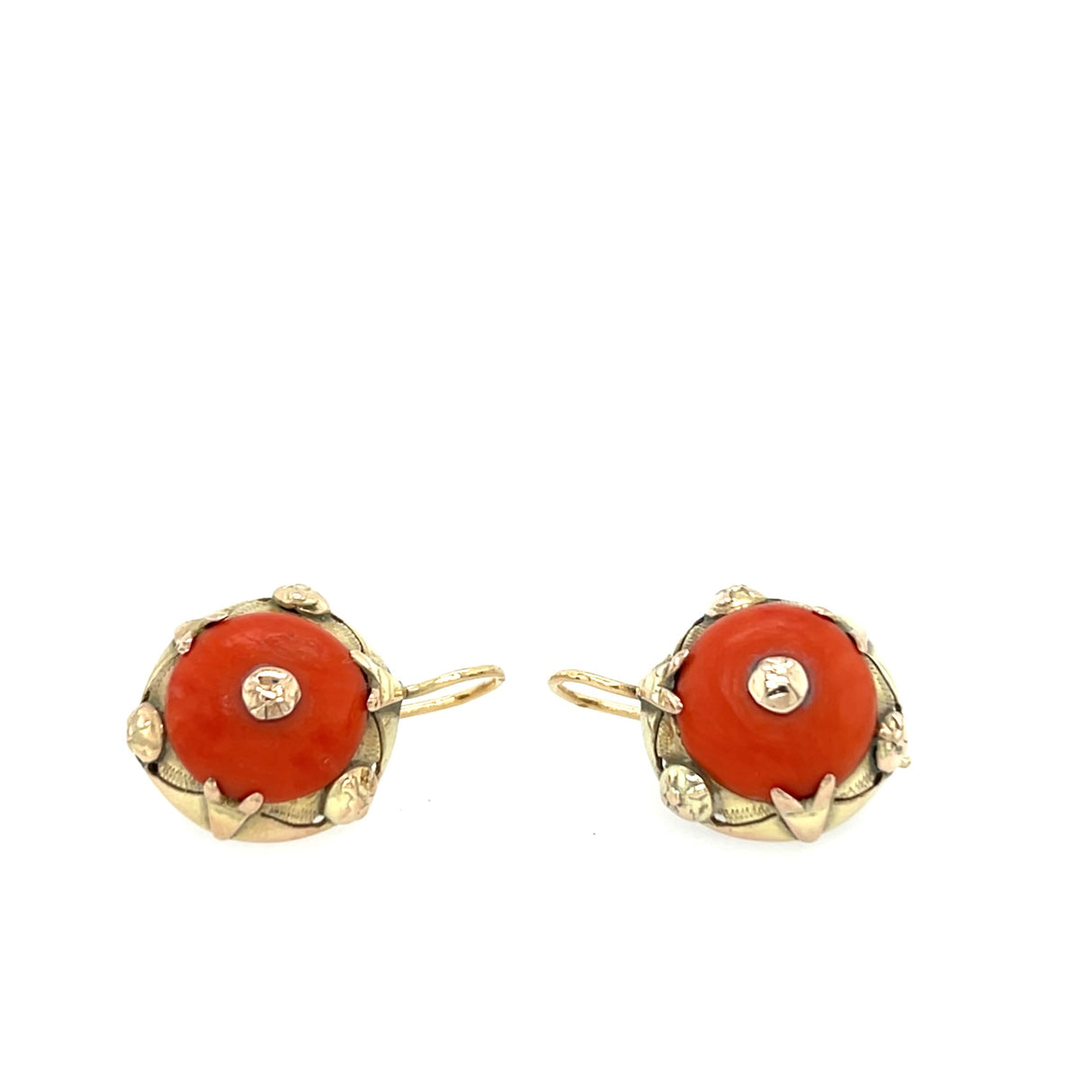 Vintage 9ct Gold & Coral Large Earrings
