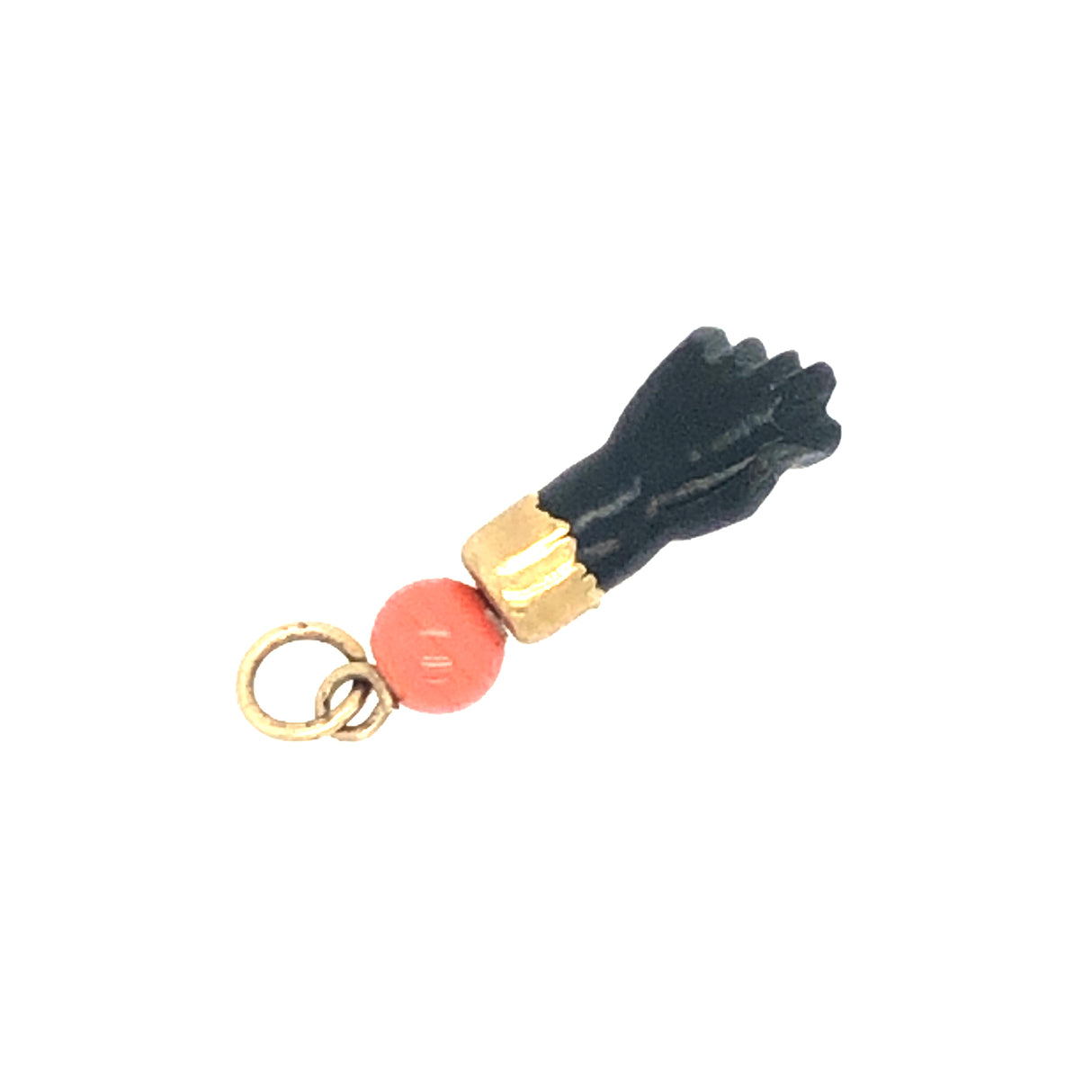 14ct Gold, Oynx & Coral Figa Hand Pendant