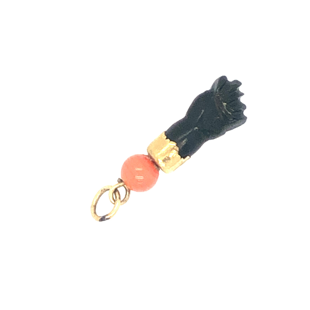 14ct Gold, Oynx & Coral Figa Hand Pendant