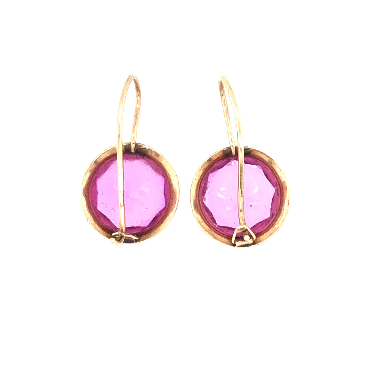 14ct Gold & Synthetic Pink Sapphire Vintage Earrings