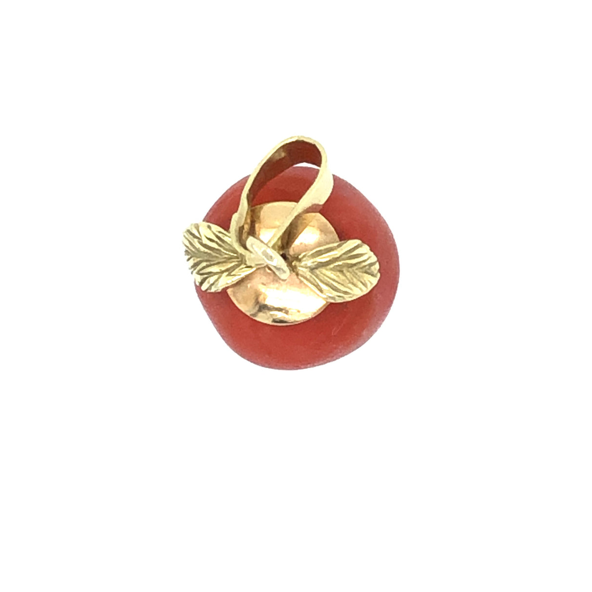 14k Gold "Apple" Pendant with Red Coral The Vintage Jewellery Company