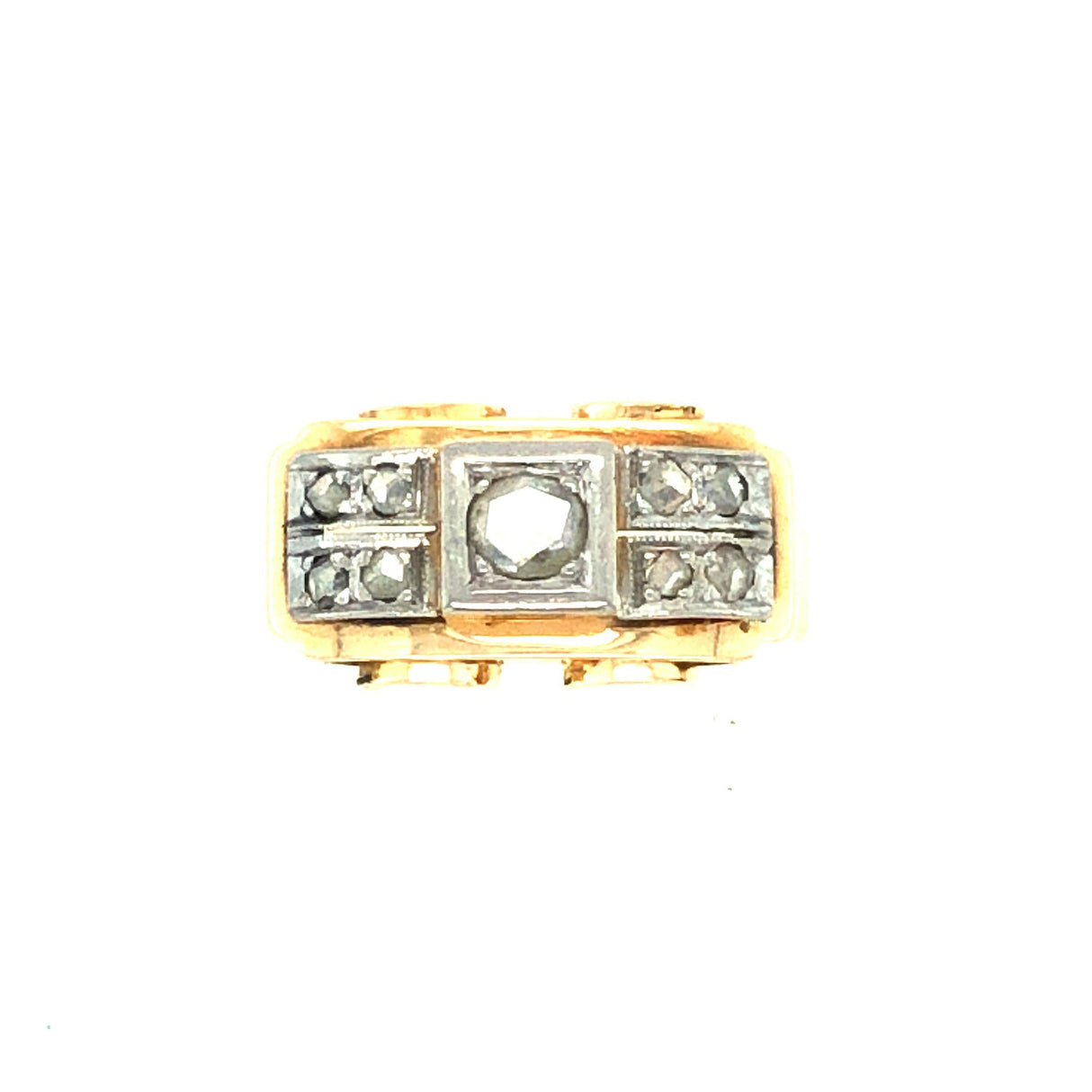 14k Gold Ring with Rose Cut Diamonds The Vintage Jewellery Company