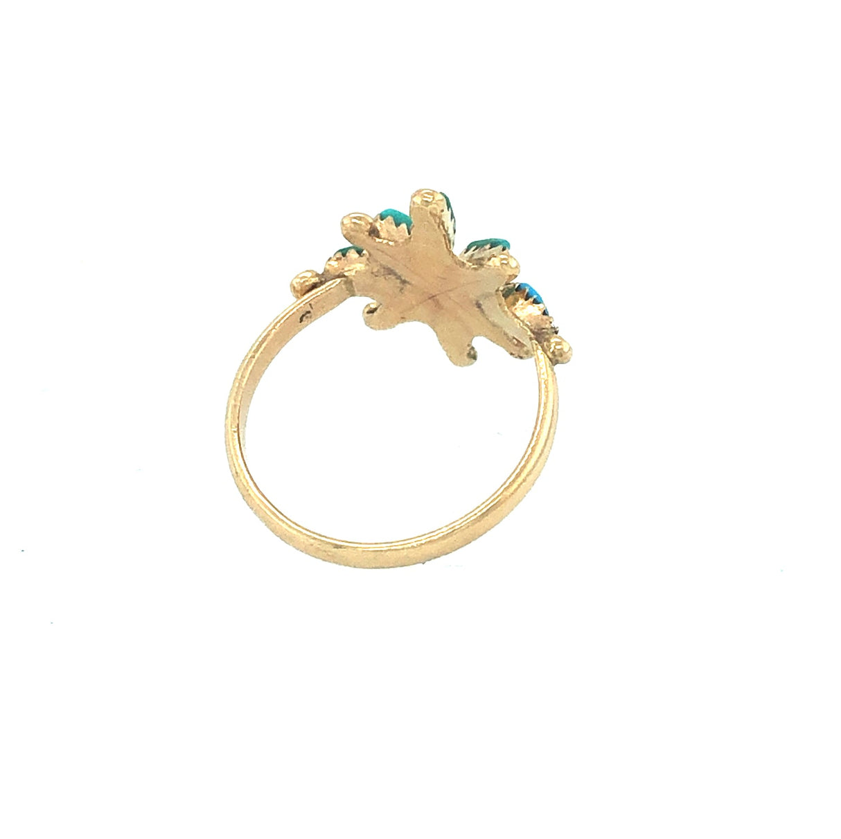 18k gold vintage ring with a turquoise set star The Vintage Jewellery Company