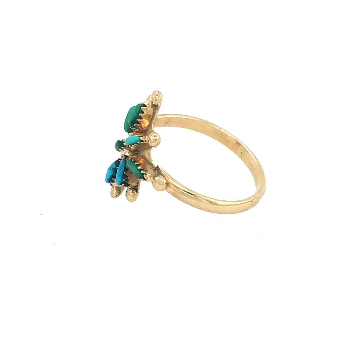 18k gold vintage ring with a turquoise set star The Vintage Jewellery Company