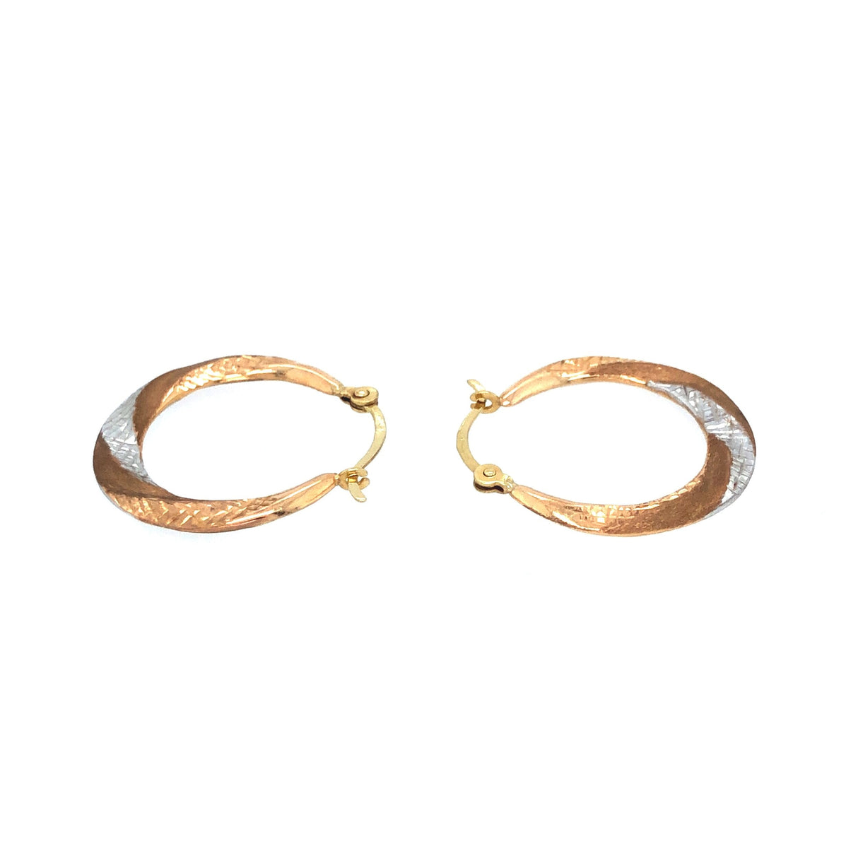 1940s Vintage 10K Tri-Coloured Gold Hoop Earrings The Vintage Jewellery Company