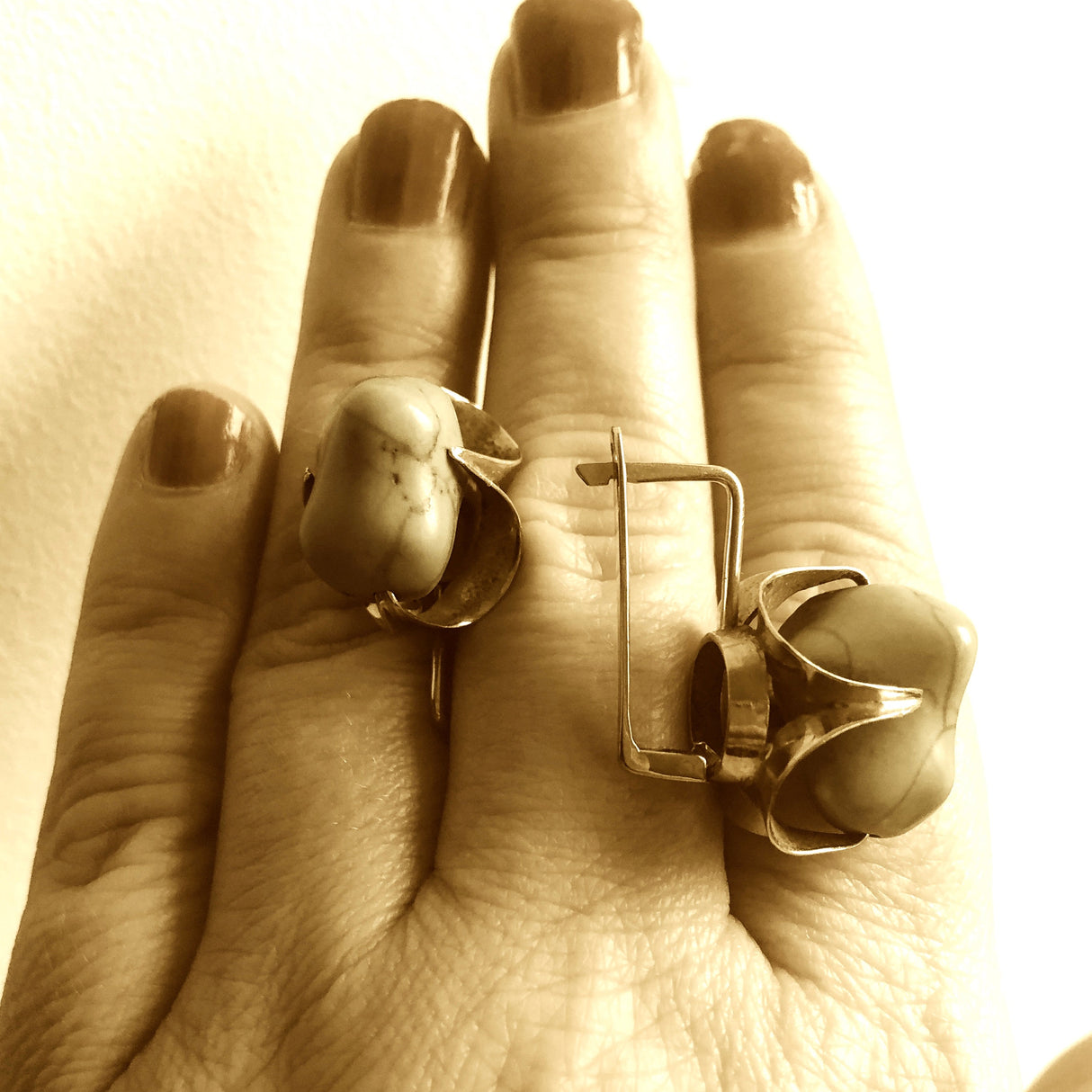 1940s oversized 9k gold and turquoise vintage earrings The Vintage Jewellery Company