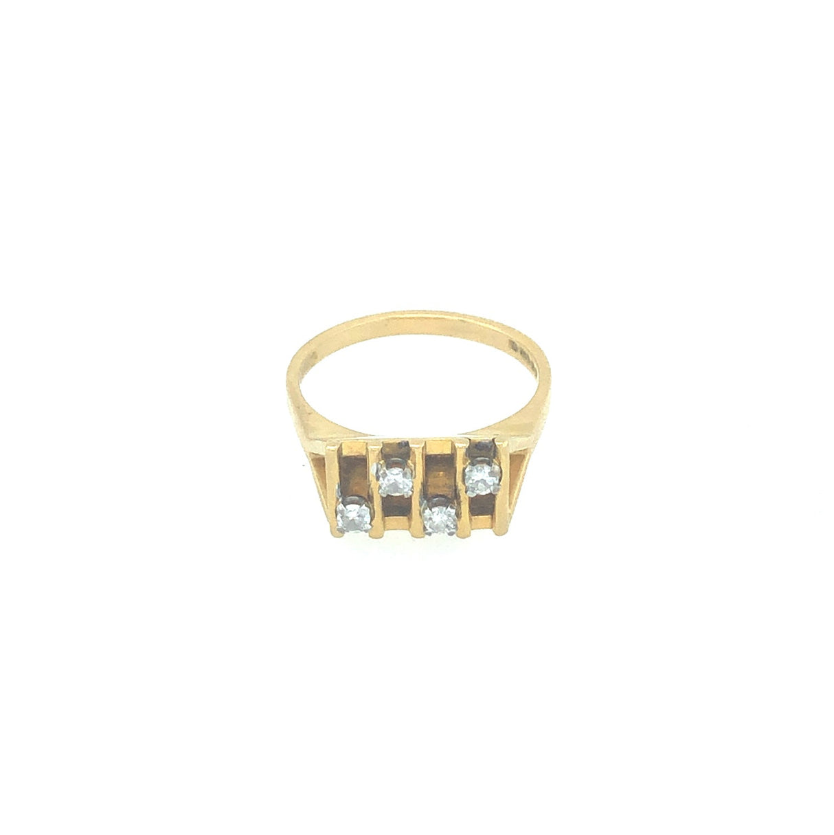1970s 18k Gold Modernist Four Stone Diamond Ring The Vintage Jewellery Company