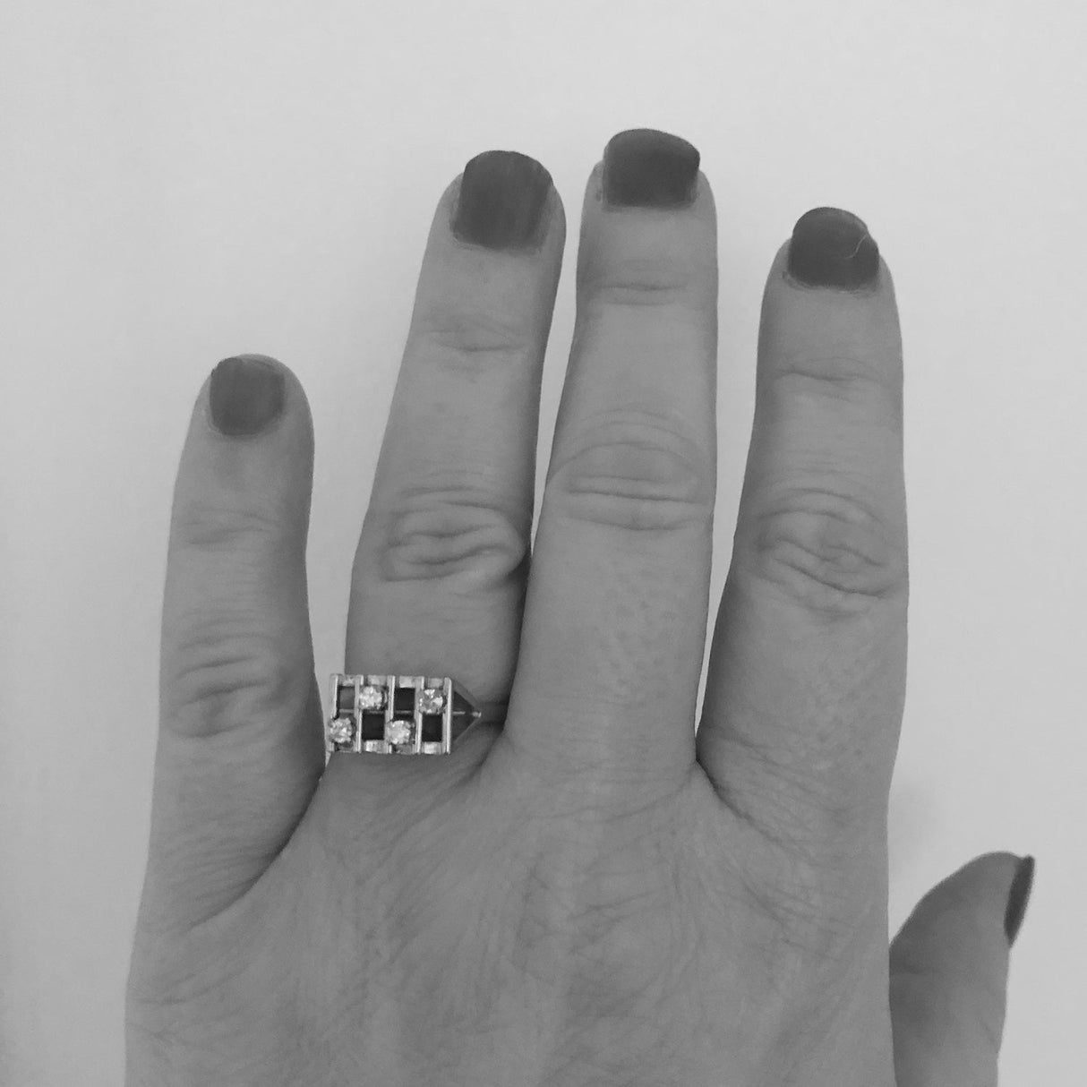 1970s 18k Gold Modernist Four Stone Diamond Ring The Vintage Jewellery Company