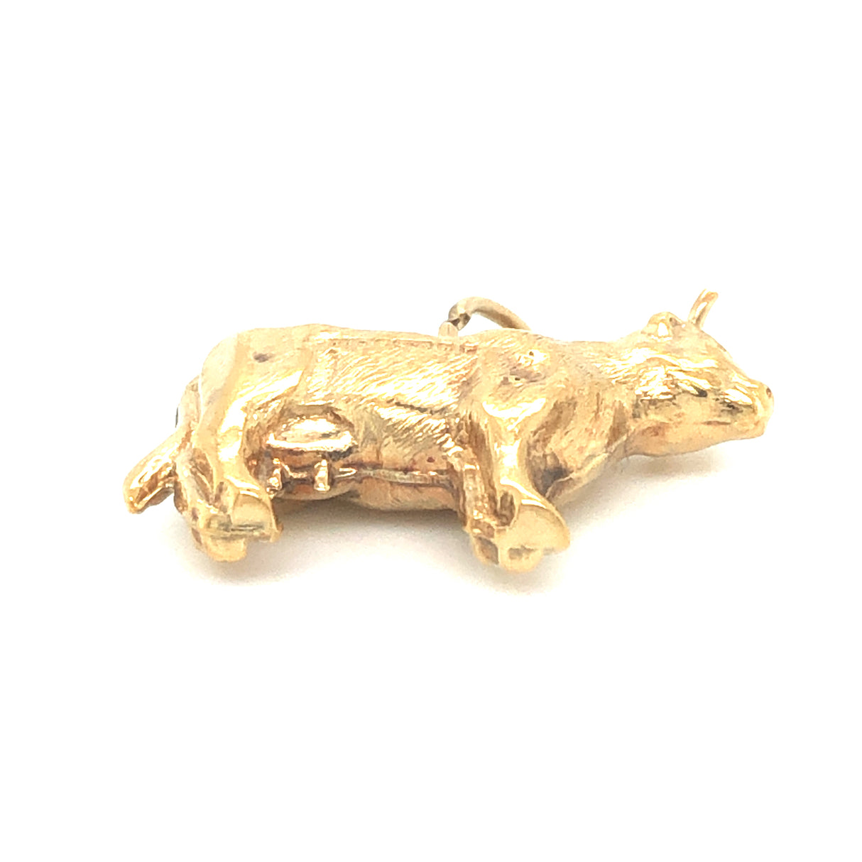 1970s Gold Cow Vintage Charm Pendant base view