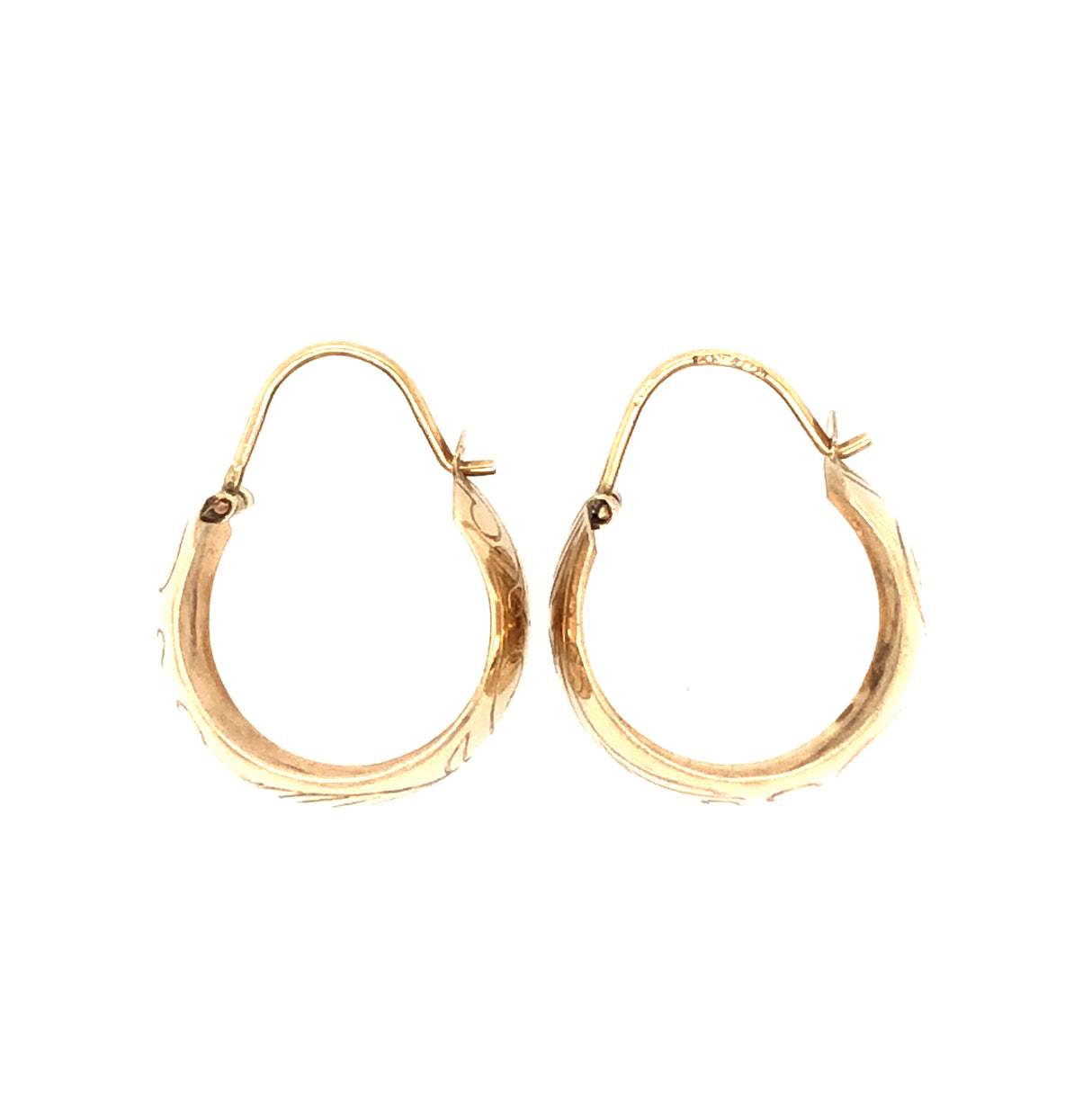 Vintage 1970s engraved gold hoop earrings