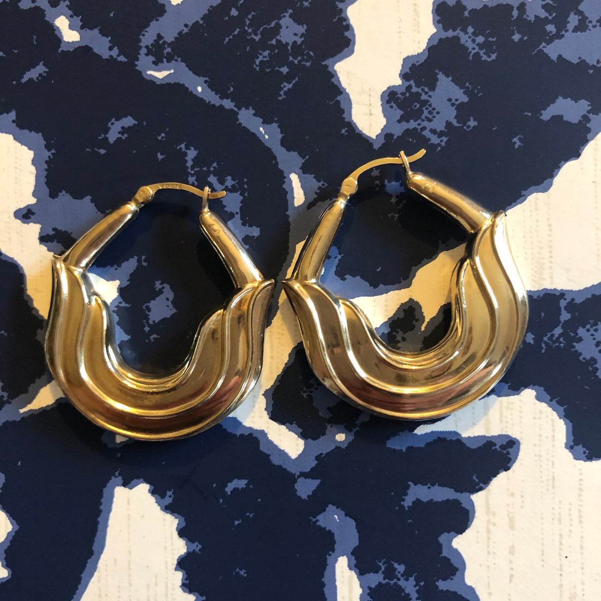 1990s 9ct Gold Large Hoop Earrings