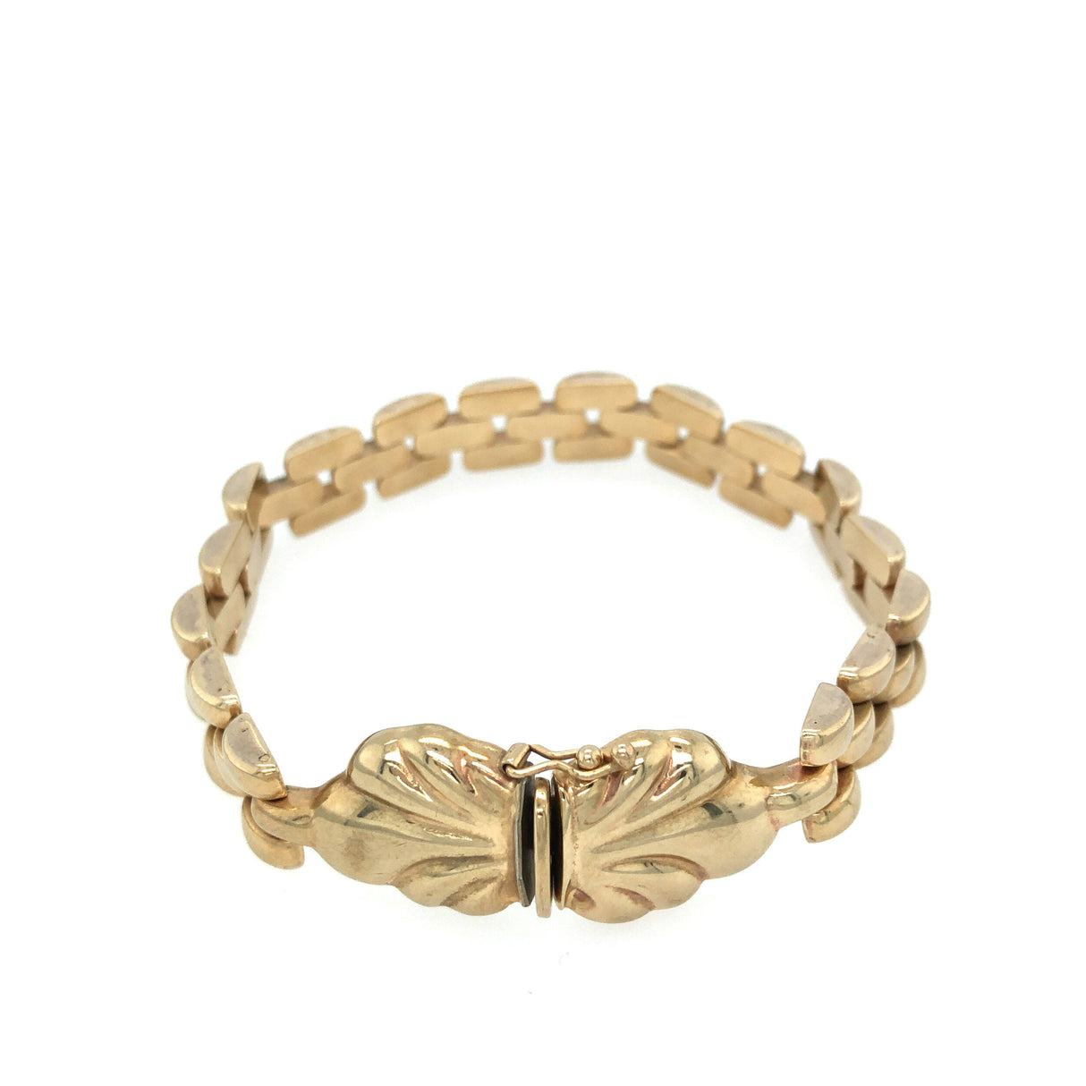 9K Gold Italian Bracelet with Articulated Brick-link Design The Vintage Jewellery Company