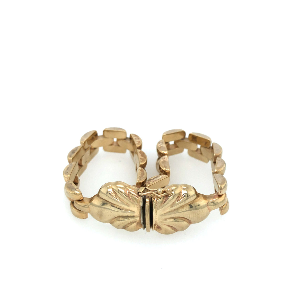 9K Gold Italian Bracelet with Articulated Brick-link Design The Vintage Jewellery Company