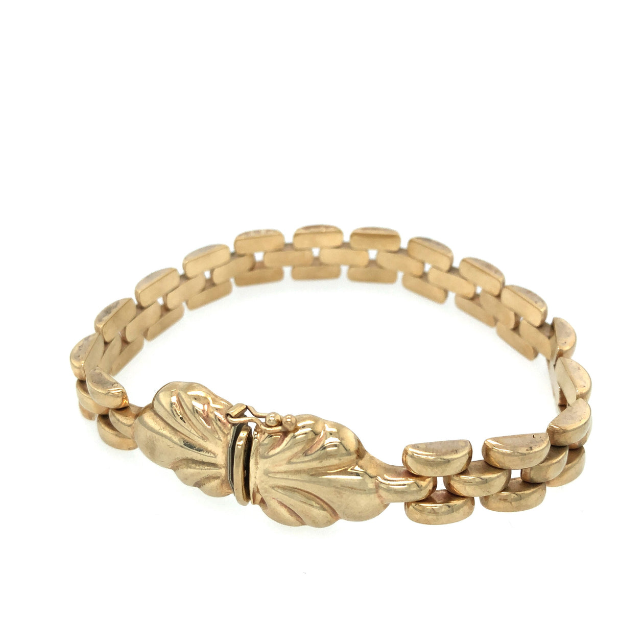 9K Gold Italian Bracelet with Articulated Brick-link Design The Vintage Jewellery Company