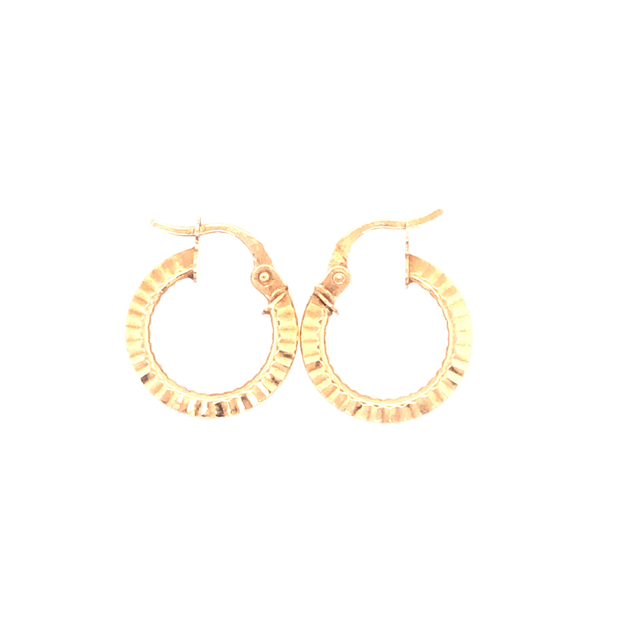 9ct Gold Italian Ribbed Hoop Vintage Earrings