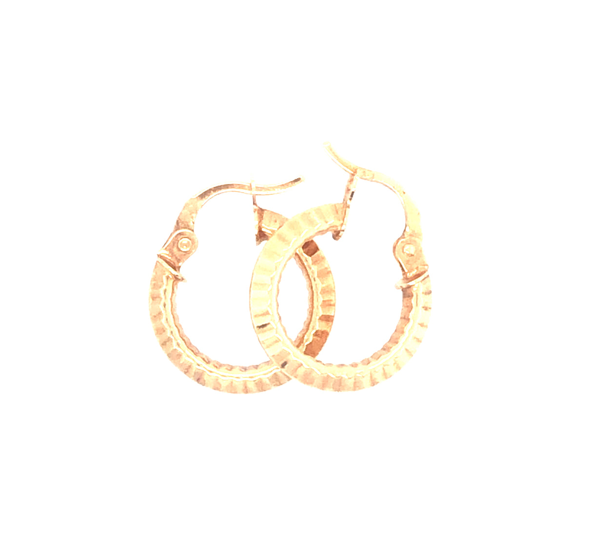 9ct Gold Italian Ribbed Hoop Vintage Earrings
