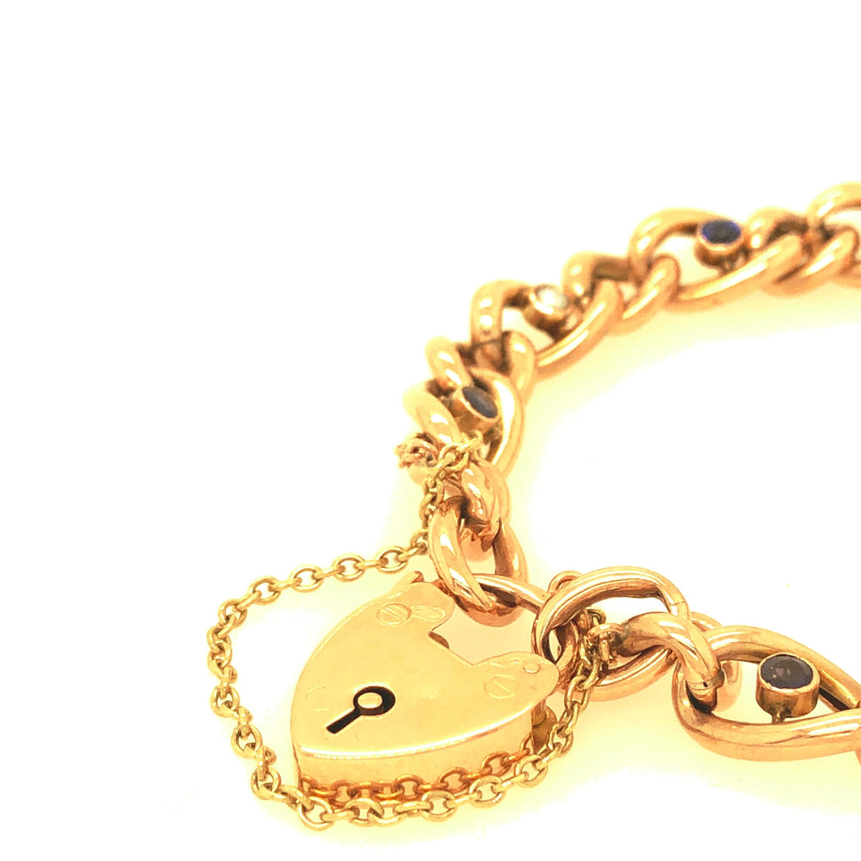 9k Gold Antique Bracelet Set With Seed Pearl and Sapphires The Vintage Jewellery Company