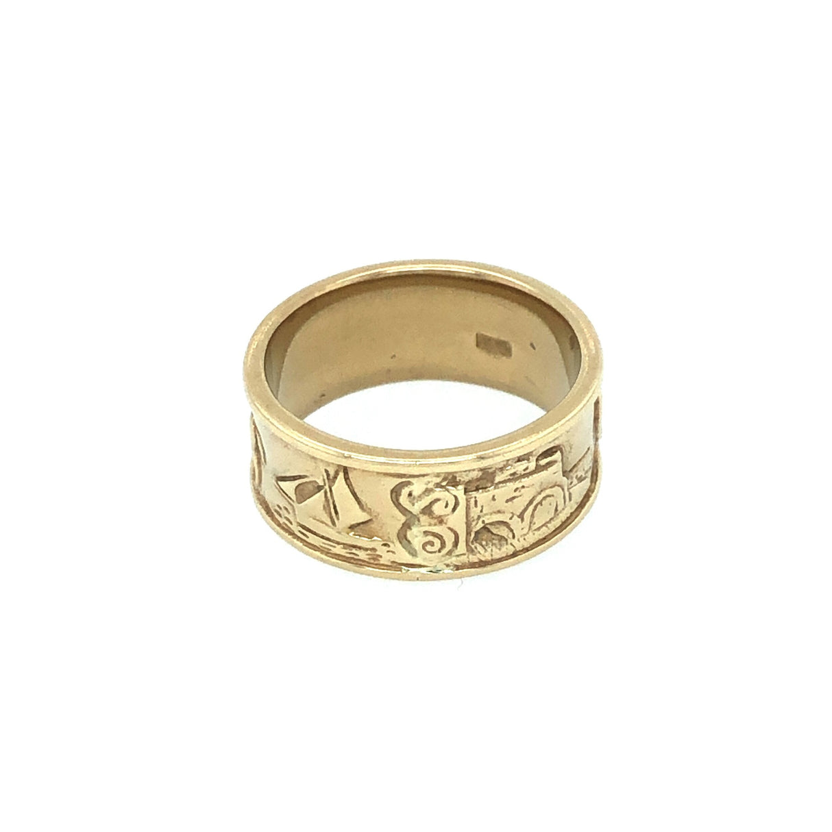 9k Gold Highly Decorative Engraved Pinky Ring The Vintage Jewellery Company