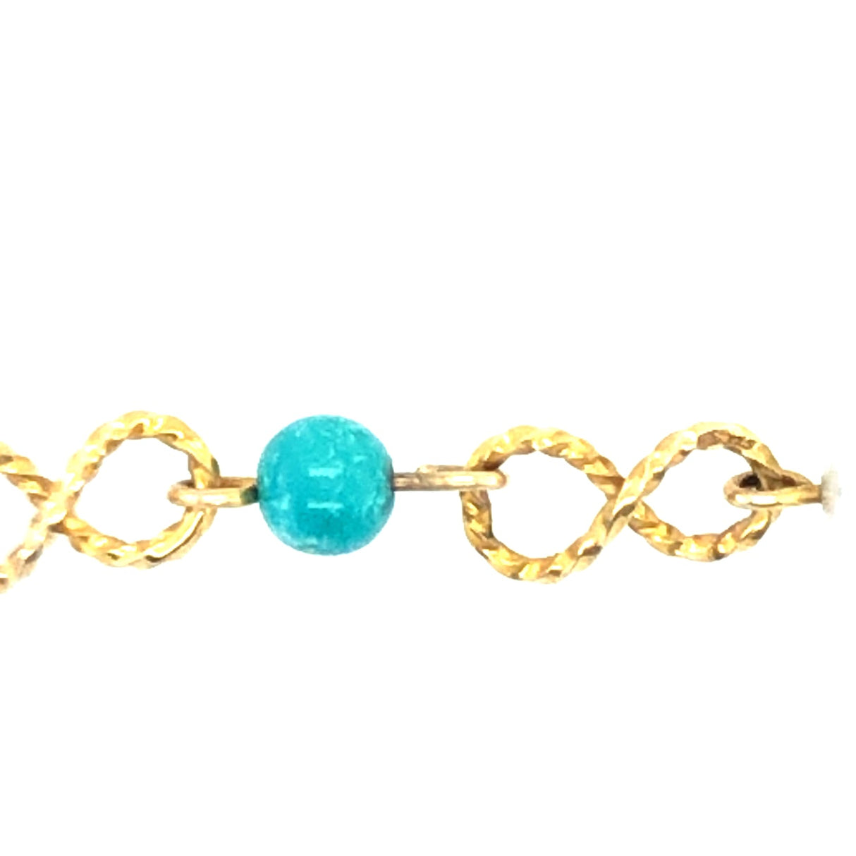 9k Gold Infinity Link Vintage Bracelet with Pearl & Turquoise Beads The Vintage Jewellery Company